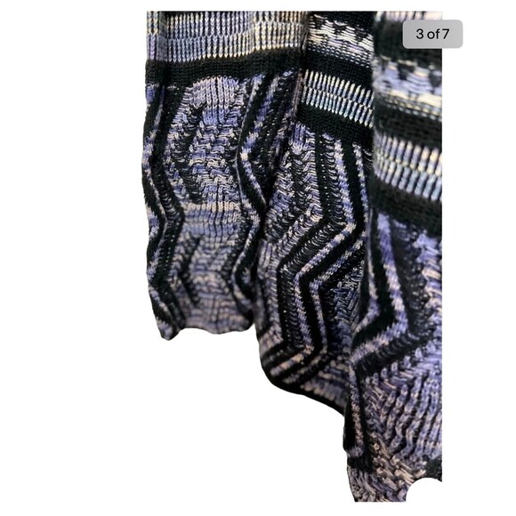 Lucky Lotus Sweater  Women's Size L  Open Draping Wrap Cardigan Black Pattern - Picture 3 of 7